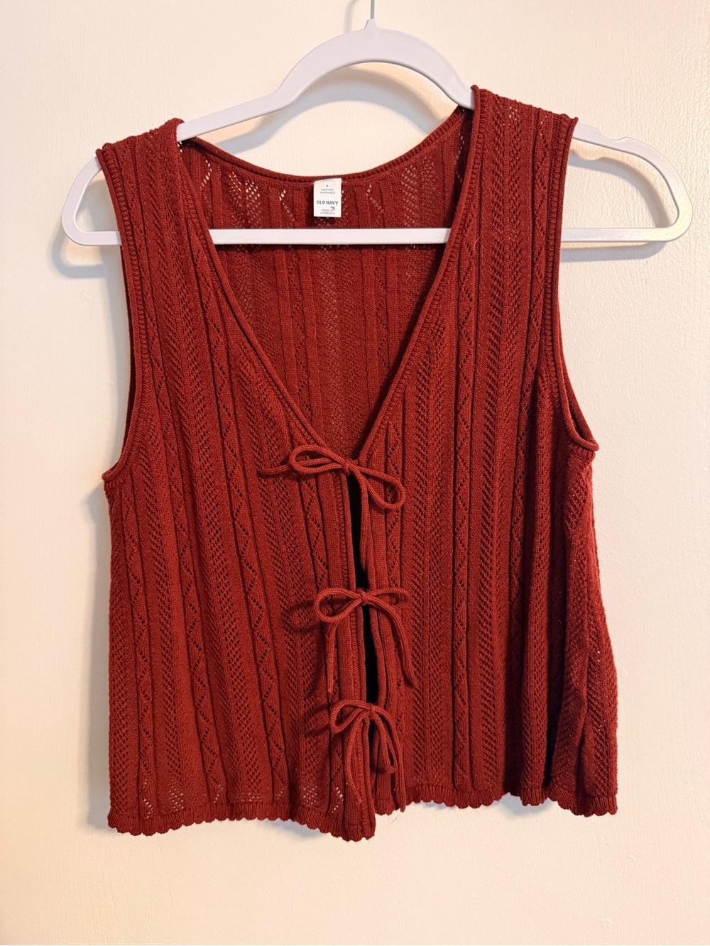 Old Navy Rust Red Knit Tie-Front Sleeveless Camisole